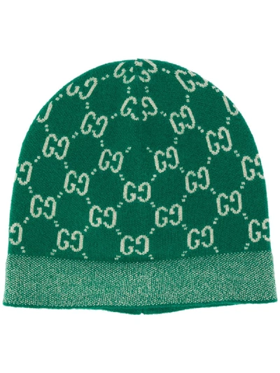 Gucci Teen Gg Logo印花套头帽 In Green