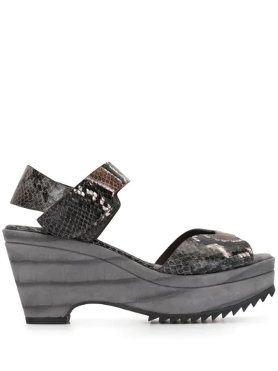 Pedro Garcia Python Print Sandals In Black