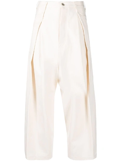 Loewe Cropped Wide-leg Jeans In Neutrals