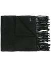 Saint Laurent Logo Patch Fine Knit Scarf In Black