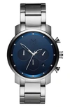 Mvmt Men's Chrono Stainless Steel Bracelet Watch 40mm In Steel/ Blue/ Steel