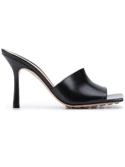 Bottega Veneta Stretch Square-toe Leather Mules In Black