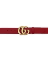 Gucci Men's New Marmont Leather Belt In Red
