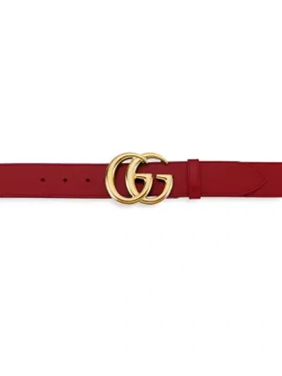 Gucci Men's New Marmont Leather Belt In Red