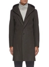 ATTACHMENT DOUBLE LAYER SINGLE BREAST HOOD WOOL CASHMERE BLEND COAT