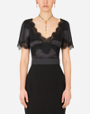 DOLCE & GABBANA SATIN TOP WITH LACE DETAILS