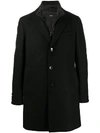 Hugo Boss Layered Single-breasted Coat In Black