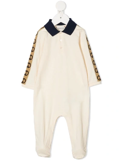 Gucci Boys Ivory Cotton Gg Babygrow