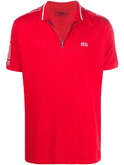 Hugo Boss Half Zip Polo Shirt In Red