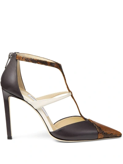 Jimmy Choo Saoni 100 Snake-print Leather Pumps In Black