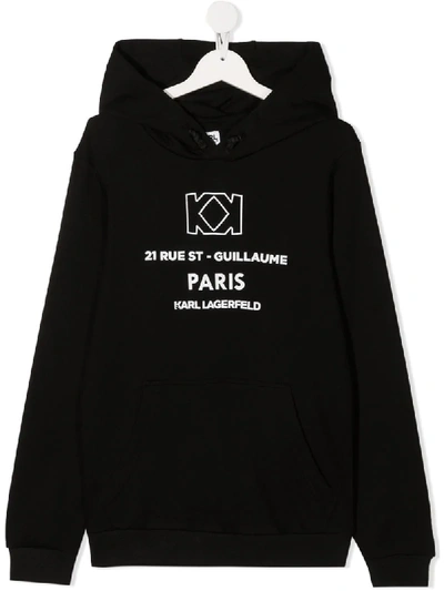 Karl Lagerfeld Kids' Logo-print Hooded Sweatshirt In Black