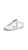 Golden Goose Superstar Sabot Shearling-trimmed Leather Sneakers In White/silver/beige
