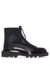 GIVENCHY PANELLED LEATHER COMBAT BOOTS