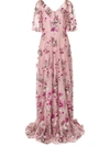 MARCHESA NOTTE FLORAL EMBROIDERED GLITTER TULLE GOWN