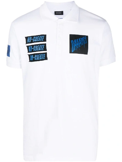 Diesel Patch-embellished Polo Shirt In White
