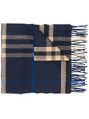 BURBERRY CHECK-PATTERN FRINGE SCARF