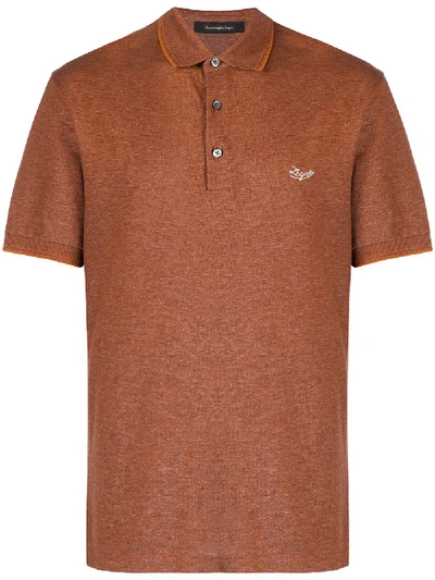 Ermenegildo Zegna Embroidered Logo Polo Shirt In Orange