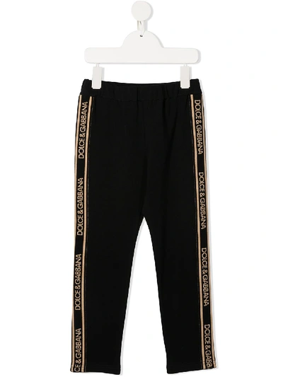 Dolce & Gabbana Kids' Logo Side Panelled Track Pants In Black