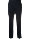 Peserico Blue Mid Waist Cotton Stretch Tapered Pants In Blue