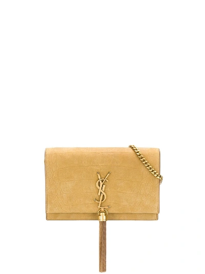 Saint Laurent Kate Calf Leather Crossbody Bag In Gold