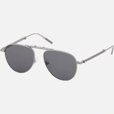 Montblanc Aviator Foldable Sunglasses In Silver