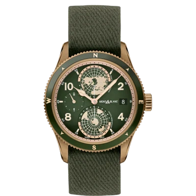 Montblanc 1858 Géosphère Limited Edition Automatic 42mm Bronze And Nato Watch, Ref. No. 119909 In Green