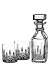 Waterford Lismore 3-piece Connoisseur Square Decanter And Tumbler Set In Crystal