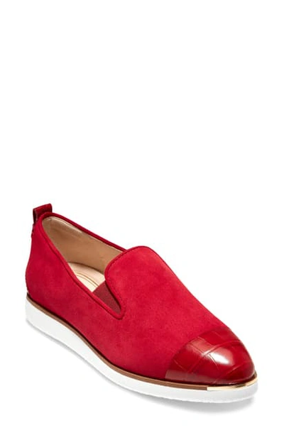 Cole Haan Grand Ambition Slip-on Sneaker In Red Dahlia Print Suede