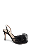 Kate Spade Bridal Sparkle Tulle & Leather Slingback Sandals In Black
