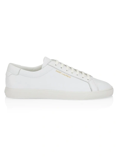 Saint Laurent Gym Low Logo-print Leather Sneakers In White