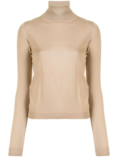 Dondup Fine-knit Roll-neck Jumper In Brown