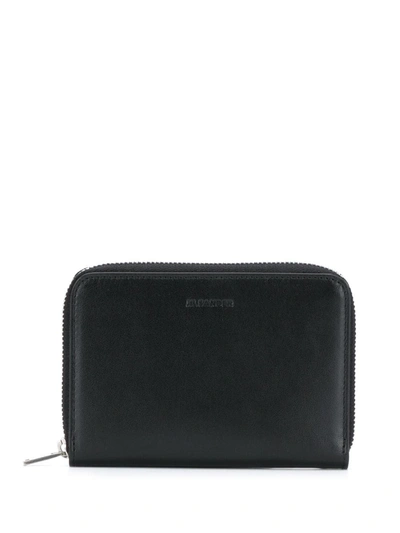 Jil Sander Embossed Logo Zip-around Wallet In Black