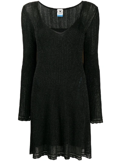 M Missoni Ribbed Knit Mini Dress In Black