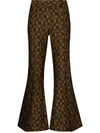 KHAITE CHARLES CROPPED JACQUARD FLARED TROUSERS