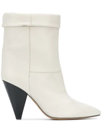 Isabel Marant Luido Leather Ankle Boots In Neutrals