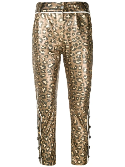 Andrea Bogosian Leather Rejane Skinny Trousers In Gold