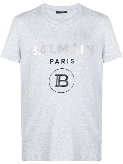 Balmain Logo-print T-shirt In Grey