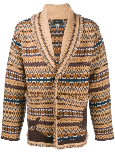 Alanui Rustic Intarsia Cashmere Cardigan In Brown