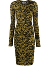 VERSACE JEANS COUTURE PAISLEY-PRINT FITTED DRESS 
