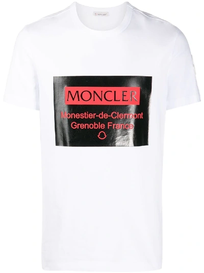 Moncler Box Logo Print T-shirt In White