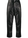 RICK OWENS DRKSHDW CROPPED FAUX-LEATHER TROUSERS