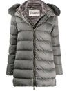 HERNO FEATHER DOWN PADDED JACKET WITH FAUX FUR TRIMMED HOOD