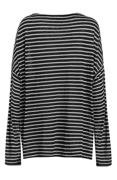 Allsaints Rita Stripe Top In Chalk/ Ink