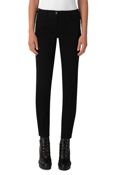 Akris Melissa Stretch Cotton-blend Slim-leg Pants In Black