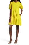 English Factory Eyelet Sleeve Knit Dress In Yellow