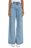 Maison Margiela Wide Leg Jeans In Medium Blu Stone Wash