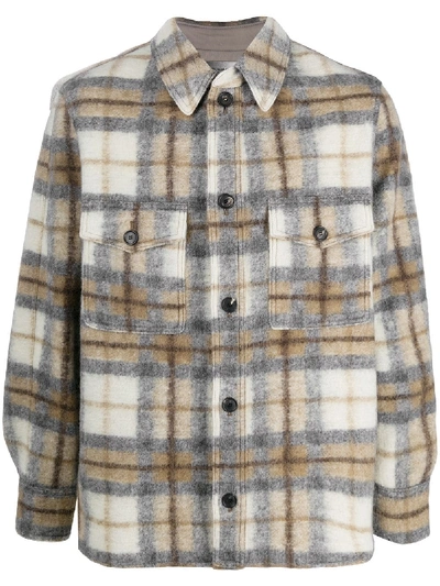 Isabel Marant Checkered Pouch-pocket Shirt Jacket In Neutrals