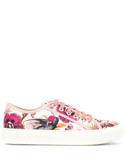 Ferragamo Printed Canvas Low-top Trainers In Pink