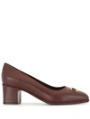 Ferragamo Gancini Leather Pumps In Red