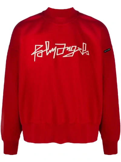 Palm Angels Desert Logo Print Sweatshirt In Red